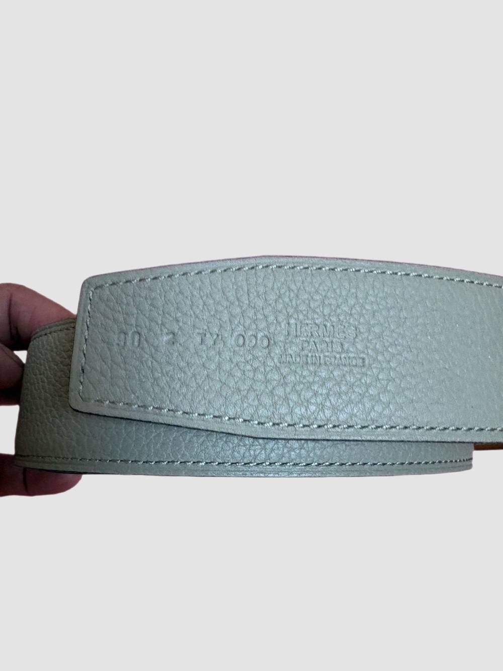 Hermes Leather Belt Strap in Light Mint Green
